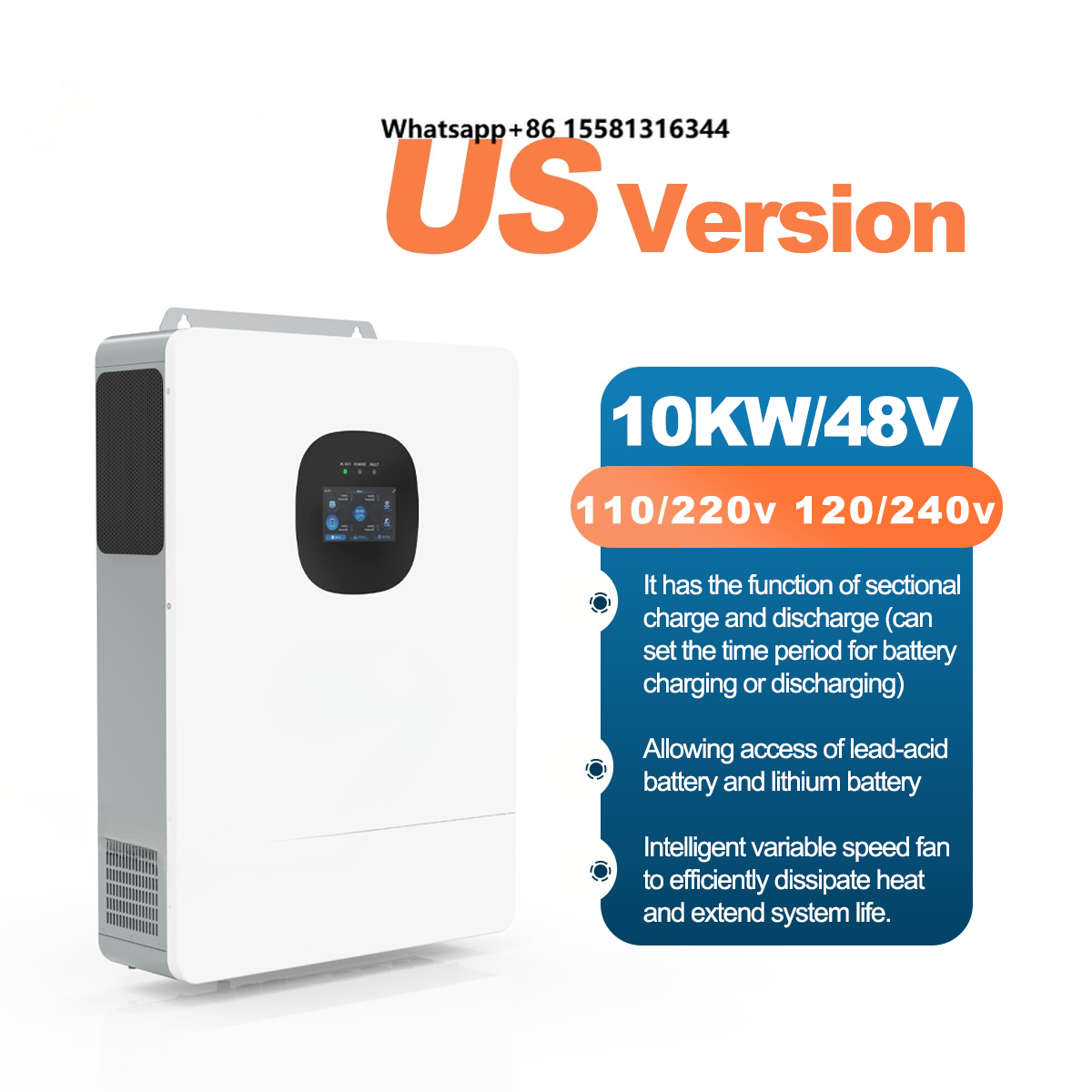 Split Phase Inverter 10Kw 110V 220V - UNC 10KW 10KVA 110V/220V 51.2V/48V Hybrid-Wechselrichter
